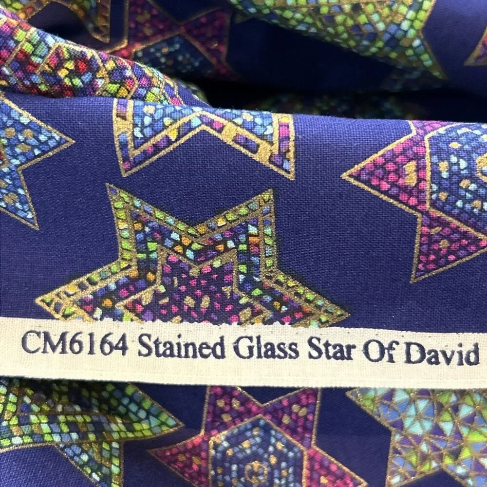 Stained Glass Star of David Jewish MosaicCotton Quilting Fabric JoAnn 80